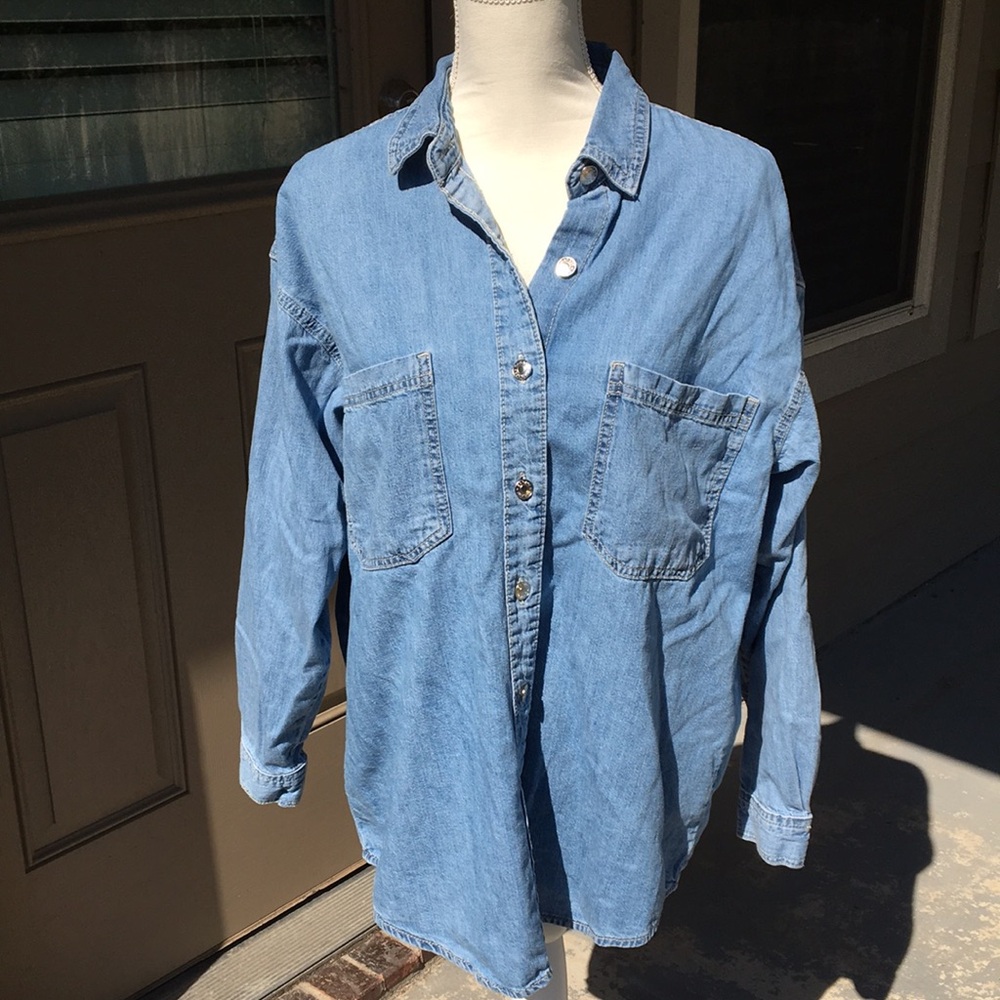 4/$20 Garage Denim jean button down shirt
